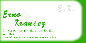 erno kranicz business card